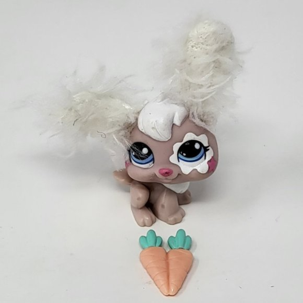 Littlest Pet Shop Dusty Pink Bunny Rabbit Furry Fluffy Ears‎ #2485 LPS Hasbro